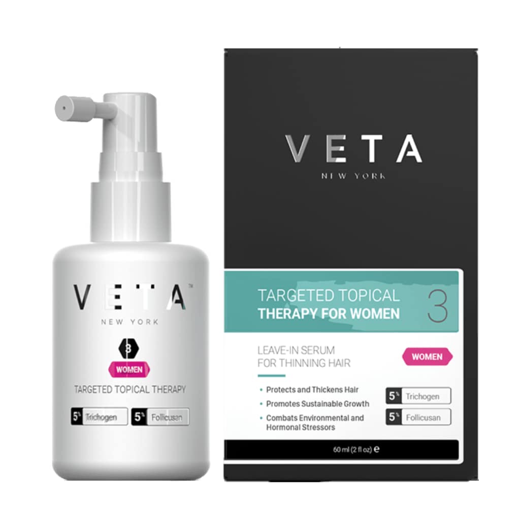 Veta – Women's Targeted Topical Serum – Hair Loss Treatment - Fights Chronic Hair Loss – 5% Trichogen and 5% Follicusan – Drug Free Hair Loss Treatment – 60 ml.