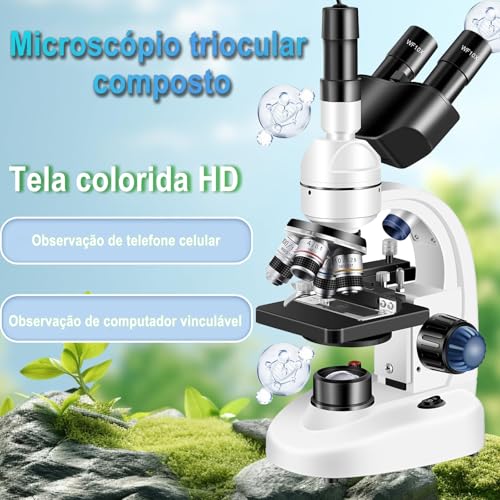Microscopio, Microscópio, Microscopio Profissional 5000X, Kit de Eletrônico Trinocular Profissional, 5000X, Biológico, Com 2X, 10X, 25X