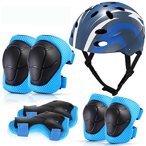 MOVTOTOP Kids Helmet and Knee Pad Set，Skateboard Helmet and Knee Pads