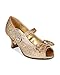 Little Angel BI28 Glitter Leatherette Bow Jewel Mary Jane Kitten Heel Pump (Toddler/ Little Girl/ Big Girl) - Champagne (Size:
