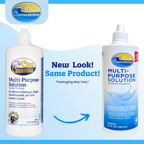 Clear Conscience Contact Lens Solution 12oz MultiPurpose Soft and RGP Contact Lens Cleaner
