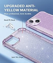 BERFY for iPhone 14 Case Glitter, with 2X Screen
