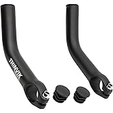 Thinvik Bike Bar Ends, Aluminium Alloy MTB Bicycle Bar Ends, One-piece Forging Bike Handlebar Ends for Mountain Bike, Matte Black - extended