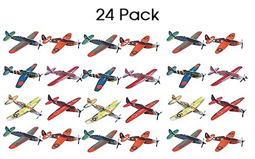 Kidsco Flying Glider Planes - Toy For Party, Kids & All Ages - Hand Launch - Easy Assembly - Styrofoam Assorted, 8 Inch (SET OF 24) - By