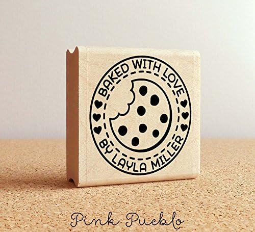 Personalized Baked with Love Rubber Stamp, Cookie Stamp For Baking Gifts or Baked Goods Labels