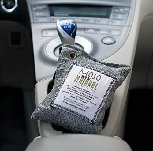 MOSO NATURAL Air Purifying Bag 3 Pack. Bamboo Charcoal Air Freshener, Deodorizer, Odor Eliminator, Odor Absorber for Cars and Closets. 200g Natural Color