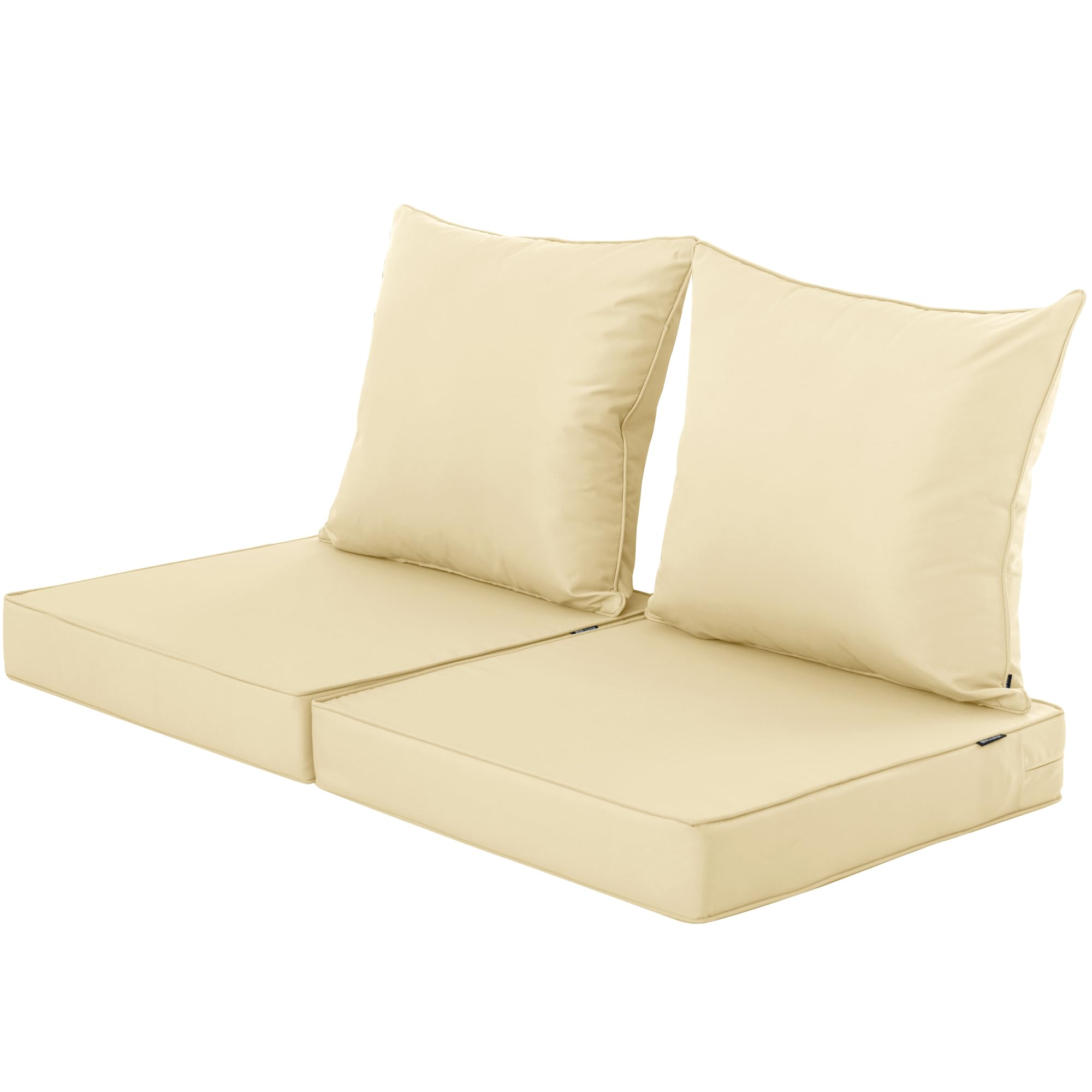 Photo 1 of Comcaver Outdoor Cushions for Patio Furniture, Waterproof Fade and Tear Resistant Deep Seat and Backrest Cushion Set for Chair Couch Swing, 19x19 Inch, Beige, Set of 2