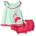 Nannette Little Girls Applique Top with Ruffled Diaper Cover Set, Green, 24 Months