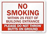 "No Smoking Within 25 Feet of Building Entrance" Sign by SmartSign | 10" x 14" Plastic