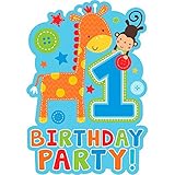 One Wild Boy Birthday Party Die‑Cut Postcard Invitations, Multi Colored, Paper, 4 1/6