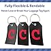 Shacke Large Luggage Tag Initial with Full Privacy Cover and Stainless Steel Loop - Black (Letter C)