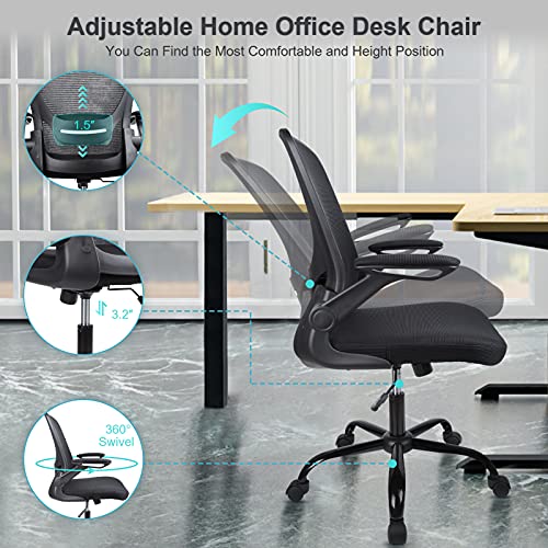 Komene Office Chair Ergonomic Modern Executive Mesh Office Chair with Flipup Arms and Back