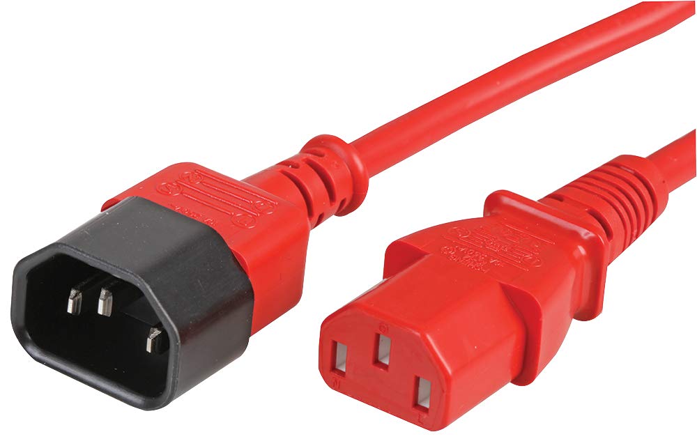 Pro Elec PELR0055 IEC male C14 to Female C13 Extension Lead, Red, 5 m, 10A, 250V
