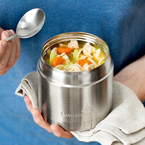LunchBots 16oz Thermal Stainless Steel Wide Mouth Thermos - Insulated Container with Lid Keeps Food Hot or Cold for Hours - Leak-Proof Portable Thermal Food Jar is Ideal for Soup - 16 ounce - Aqua