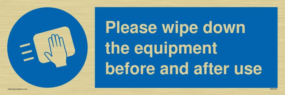 Please wipe down the equipment before and after use, 450mm x 150mm