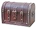 Vintiquewise(TM) Antique Style and Leather Trunk with Round Top