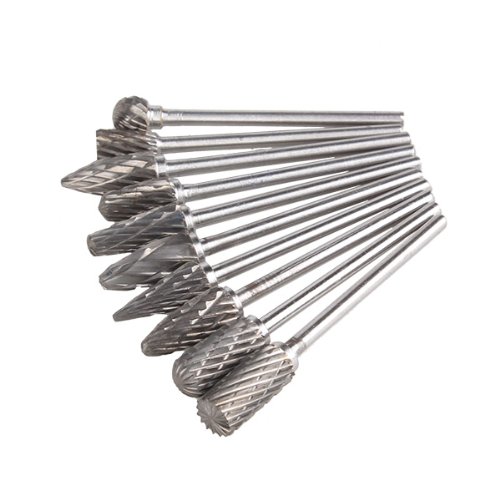 Tungsten Steel Burr 2.35x6mm Rotary Cutter Files Set CNC Engraving Bit Pack Of 10