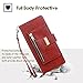 Wallet Leather Folio Case Cover for Samsung Galaxy Note 8, Alligator Pattern Non-slip with Kickstand & Leather Wrist & Card Holder, Embedded Durable Magnetic Flip case for Galaxy Note 8 (2017)- Red