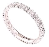 Acefeel Micro Pave CZ Sparkly 18K White Gold Plated Cubic Zirconia Bridal Wedding Ring R212 Size 5.5