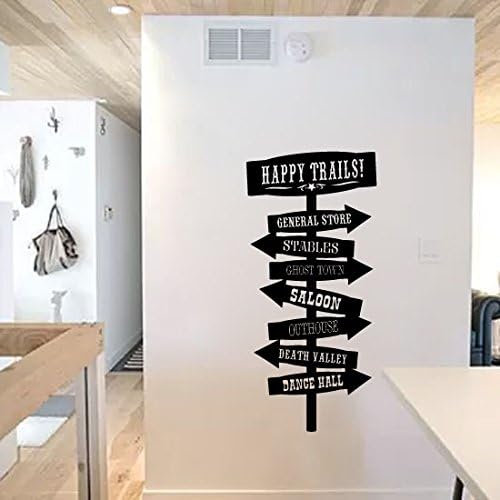 Happy Trails Directional Sign Vinyl Wall Words Decal Sticker Graphic