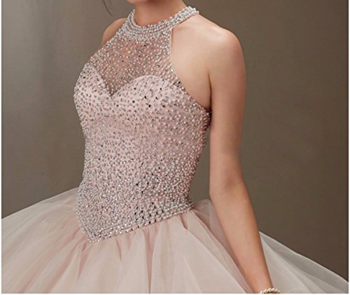 BessDress Halter Sheer Neck Formal Party Gown Multi Layers Wedding Guest Gown BD084 - Thumbnail 2