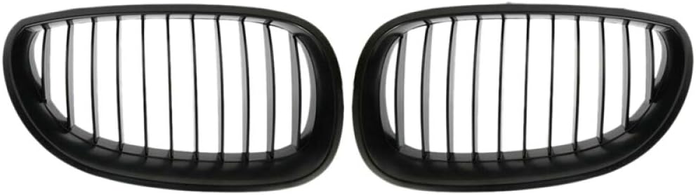 QOHFLD Front grille For BMW E60 E61 525I 525Xi 528I 528Xi 530I 530Xi 535I 550I 535Xi 545I, 2 Pcs Car Glossy Black Double Front Trim Grille