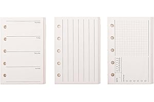 AXEWOODZ 3 Pack A8 Refill Paper Loose Leaf Paper 120 Sheets Refillable Planner Binder Paper M5-5 Hole Mini Binder Paper 2.64''x4.09'' Filler Paper Vertical Line&To Do List&Weekly Plan