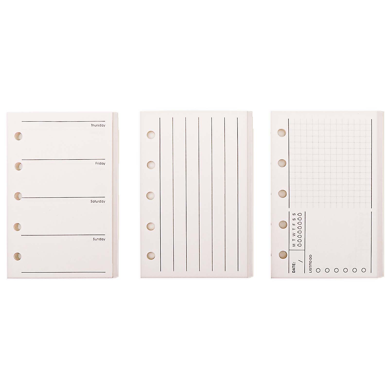Photo 1 of 3 Pack A8 Refill Paper Loose Leaf Paper 120 Sheets Refillable Planner Binder Paper M5-5 Hole Mini Binder Paper 2.64''x4.09'' Filler Paper Vertical Line&To Do List&Weekly Plan