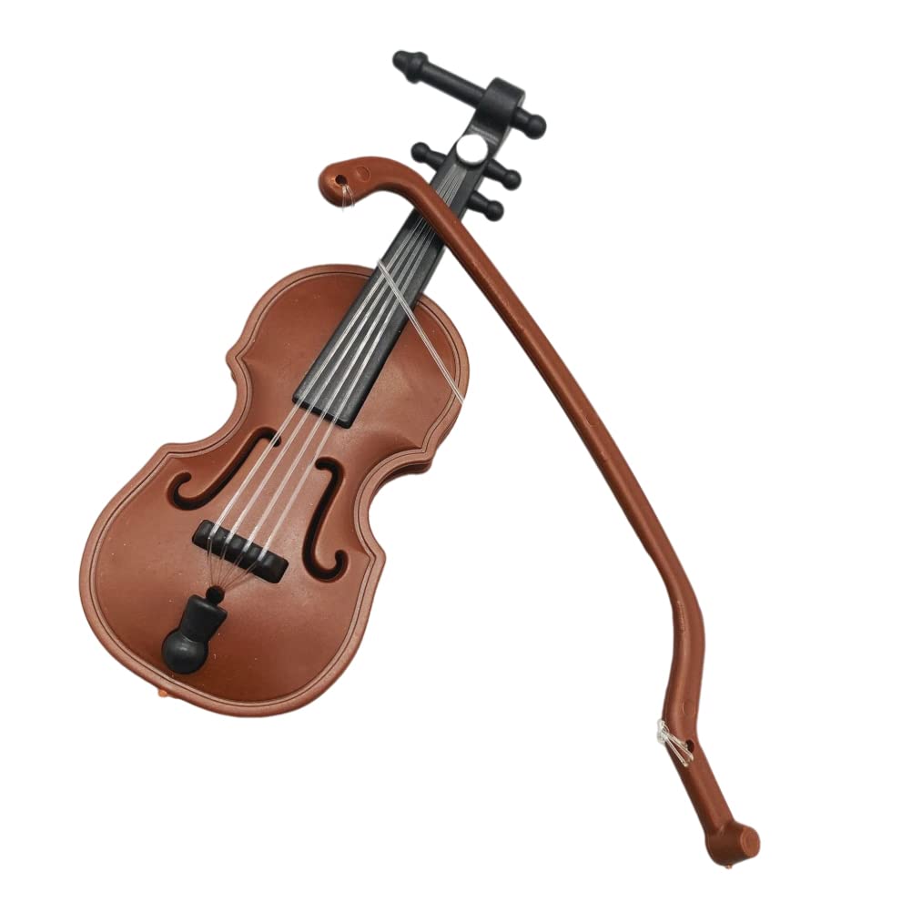 Tixiyu Miniature Violin with Bow, Natural Wood, 0.1 kg, 4 Strings, Polished Finish, Mini Violin for Decorating Houses or Offices