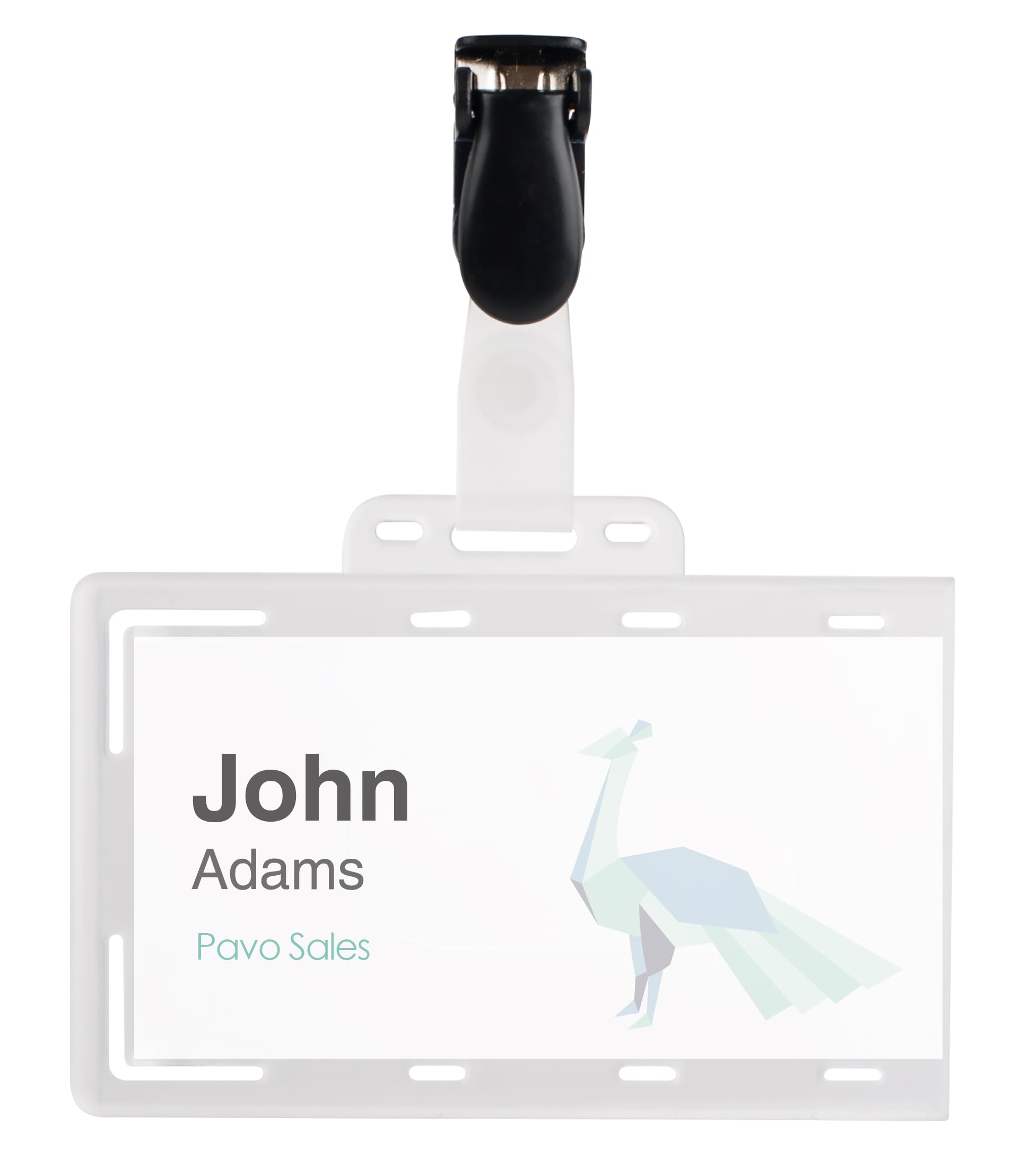 PAVO Premium 54 x 86 mm Security Clip-on Visitor Name Badge (Pack of 50)