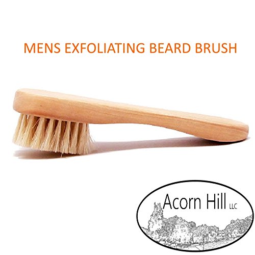 Beard Brush - Mens Facial Exfoliating Beard & Mustache Tool (Perfect Grooming Accessory for use with Beard Balms & Oils)