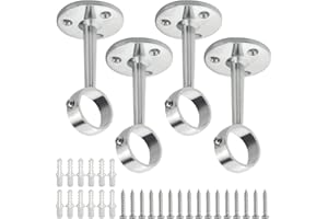 WMYCONGCONG 4 PCS Shower Curtain Rod Bracket 1 Inch Diameter Ceiling Mount Pole Holder Metal Closet Rod Support Brackets Ward