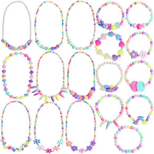 Morning After Girls Costumes - Outee 18 Pcs Girls Play Jewelry Princess Necklace Bracelet Toddler Costume Jewelry