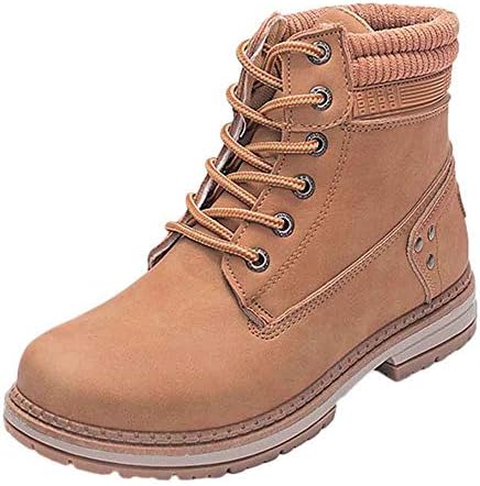 Creazrise Women's Lace Up Low Heel Work Combat Boots Waterproof Ankle Bootie Round Toe Shoes (Red,8)