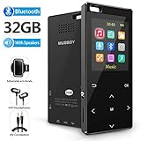 MP3 Player, 32GB MP3 Player with bluetooth4.2, Portable Lossless Digital Audio Player with FM Radio/Voice Recorder, Pedometer with an Armband, Touch Buttons, Support up to 128gb, Black