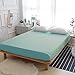 BuLuTu Cotton Premium Deep Pocket Solid Fitted Bed Sheet Queen Green-Breathable, Durable and Comfortable,Single Fitted Sheet Without Pillowcases