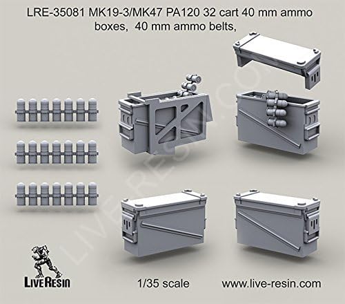 Live Resin 1:35 MK19-3 PA120 32 Cart Ammo Boxes Ammo Belt Resin Detail #LRE35081
