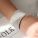Bridal Rhinestone Stretch Bracelet Silver Tone - Ideal for Wedding, Prom, Party or Pageant