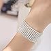 TENGZHEN Bridal Rhinestone Stretch Bracelet Silver Tone - Ideal for Wedding, Prom, Party or Pageant