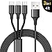 Multi Charging Cable, Znines 4Ft 3 in 1 Premium Nylon Braided Multiple USB Fast Charging Cord Type C/Micro USB Connector Compatible Phone 7Plus/Galaxy S8 More(Black)