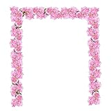 Artiflr 2 Pack Artificial Silk Plants Cherry Blossom Hanging Vine Spray Arrangements Faux Garland Fake Wreath Home Garden Wedding Decor (Pink)