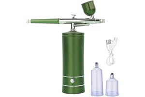 KAIJIELY Airbrush Kit with Compressor - 48PSI Rechargeable Cordless Non-Clogging High-Pressure Air Brush Set Nail Machine, Airbrush Gun Set for Nail Art, Cake Decor, Makeup, Barber, Model Painting (GREEN)