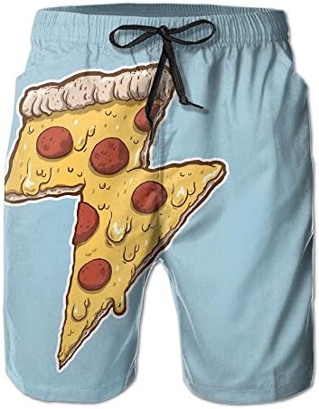 KfjTA Men's Thunder Cheesy Pizza Quick-Dry Summer Beach Pants Casual Sweatpant Trousers For Man