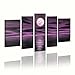 VASTING ART 5 Peices Hand Painted Modern Abtract Framed Canvas Wall Art Oil Paintings Purple Night Moon Ready to Hang for Living Room Wall Decor