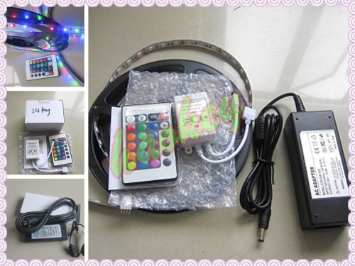 Ascentan(TM) 300led flexible led rgb stripe light strip 5m smd 3528 non-waterproof +remote controller+power supply