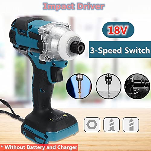 Qjin 18V Brushless Cordless Impact Driver 1/4 Inch 3Speed Impact Drill
