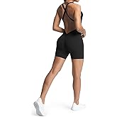 Aoxjox Workout Rompers for Women Brooke Cross Back One Piece Scrunch Gym Yoga Sports Bras Jumpsuit