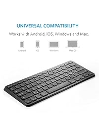 Anker Teclado inalámbrico, ultra compacto, de perfil delgado, con bluetooth y batería recargable. Compatible con iPad de 9.7 pulgadas (2017). Negro.