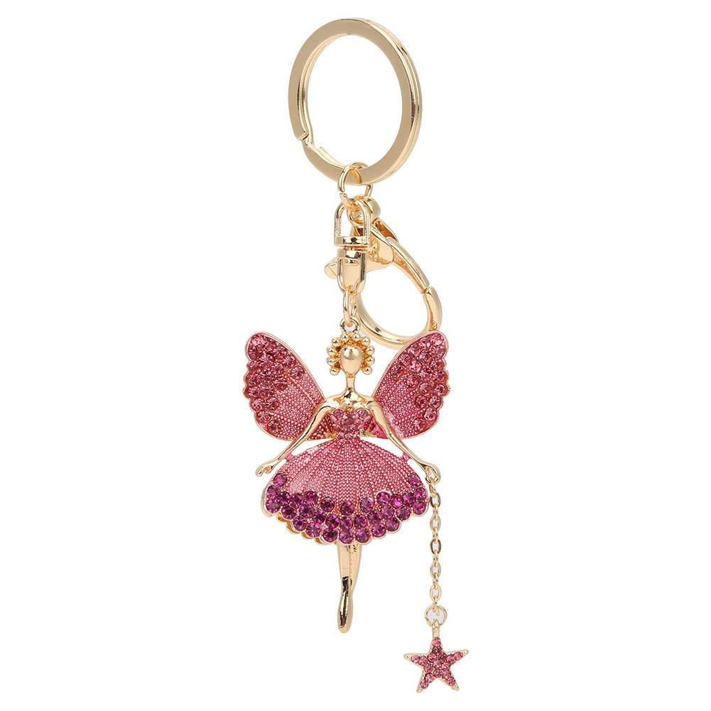 Hztyyier Cute Ballet Dancing Girl Pendant Keychain Women Rhinestone Ballerina Keyring Bag Pendant Car Key Chain Charm Handbag Hanging Gift
