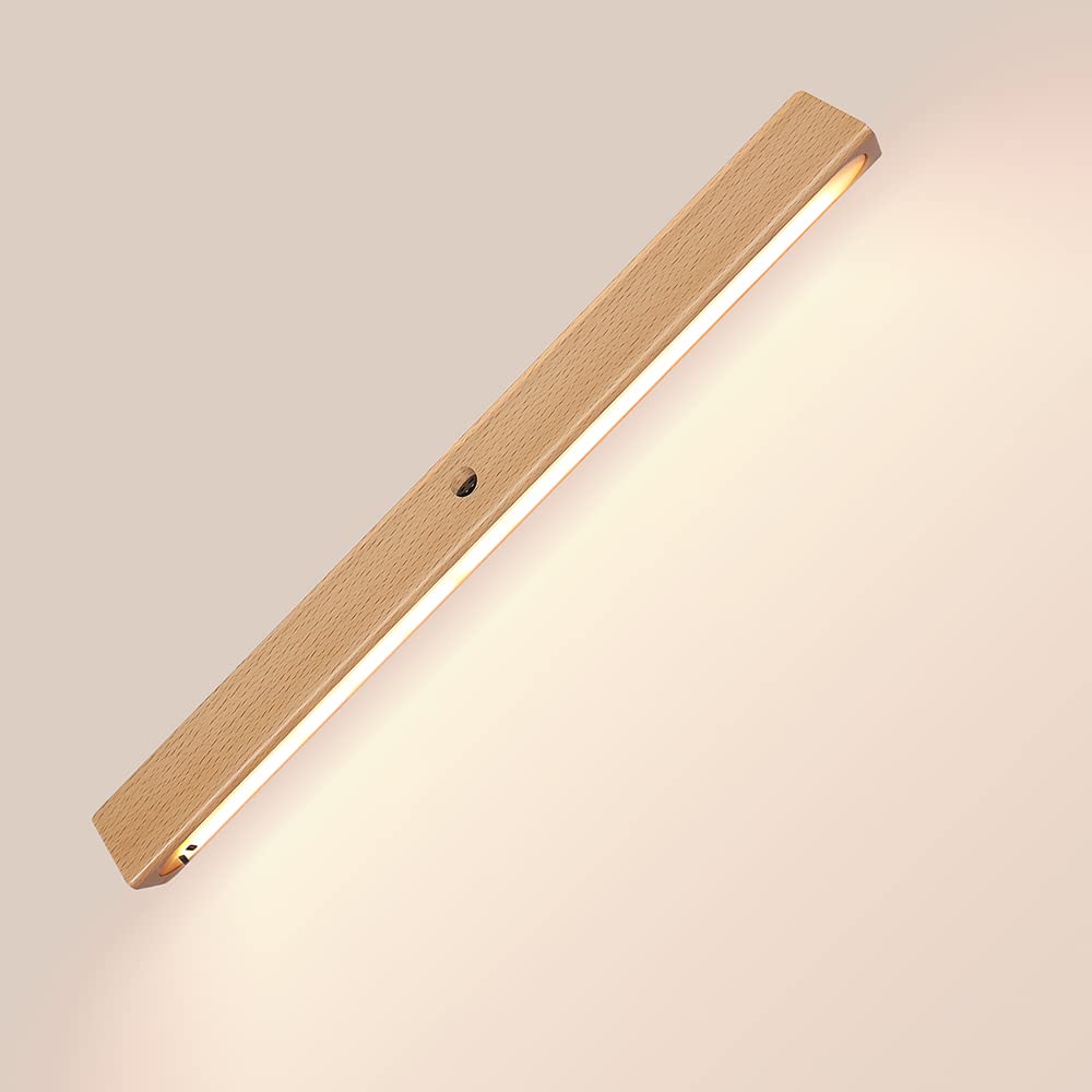 1 Under Cabinet Lights Wireless，Motion Sensor Closet Lights，Wooden Wireless USB Rechargeable Night Lights，Uniform Light for Wardrobe,Cabinet,Cupboard（Warm Light） — image 1